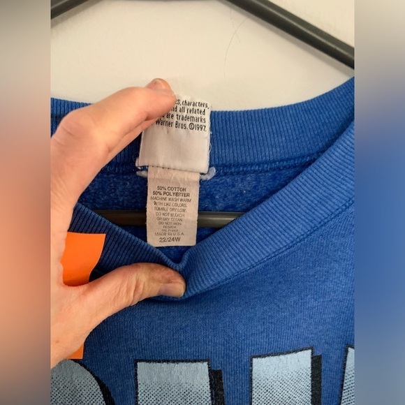 VTG Looney Tunes Tweety Bird Sweatshirt Crewneck Pullover Graphic Blue XXL - Picture 7 of 10